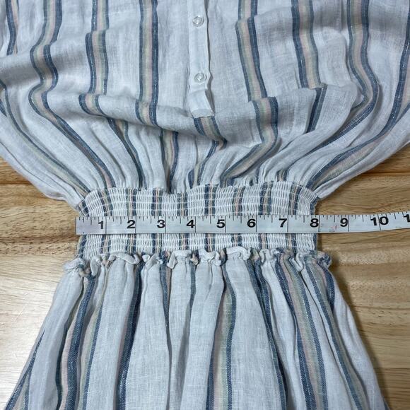 Rails NWT Angelina Smocked Waist Mini Dress Linen Blend Ryland Stripe Size XXS - Picture 11 of 13